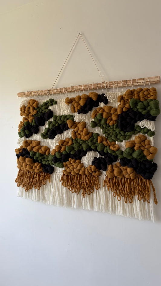 Woven Wool Tapestry "Forest Mosaic"