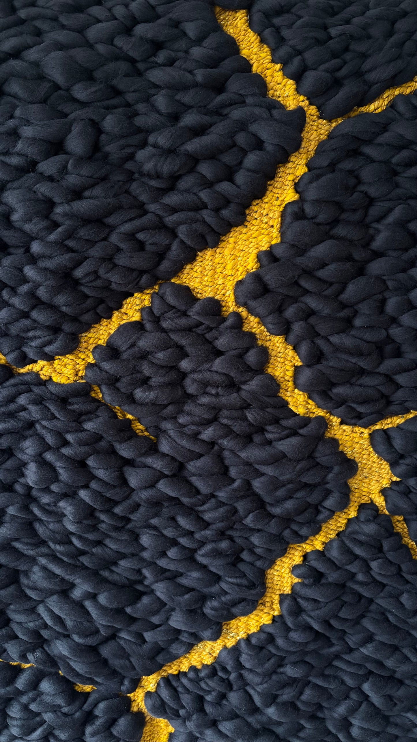 Woven Wall Tapestry "Black Kintsugi"