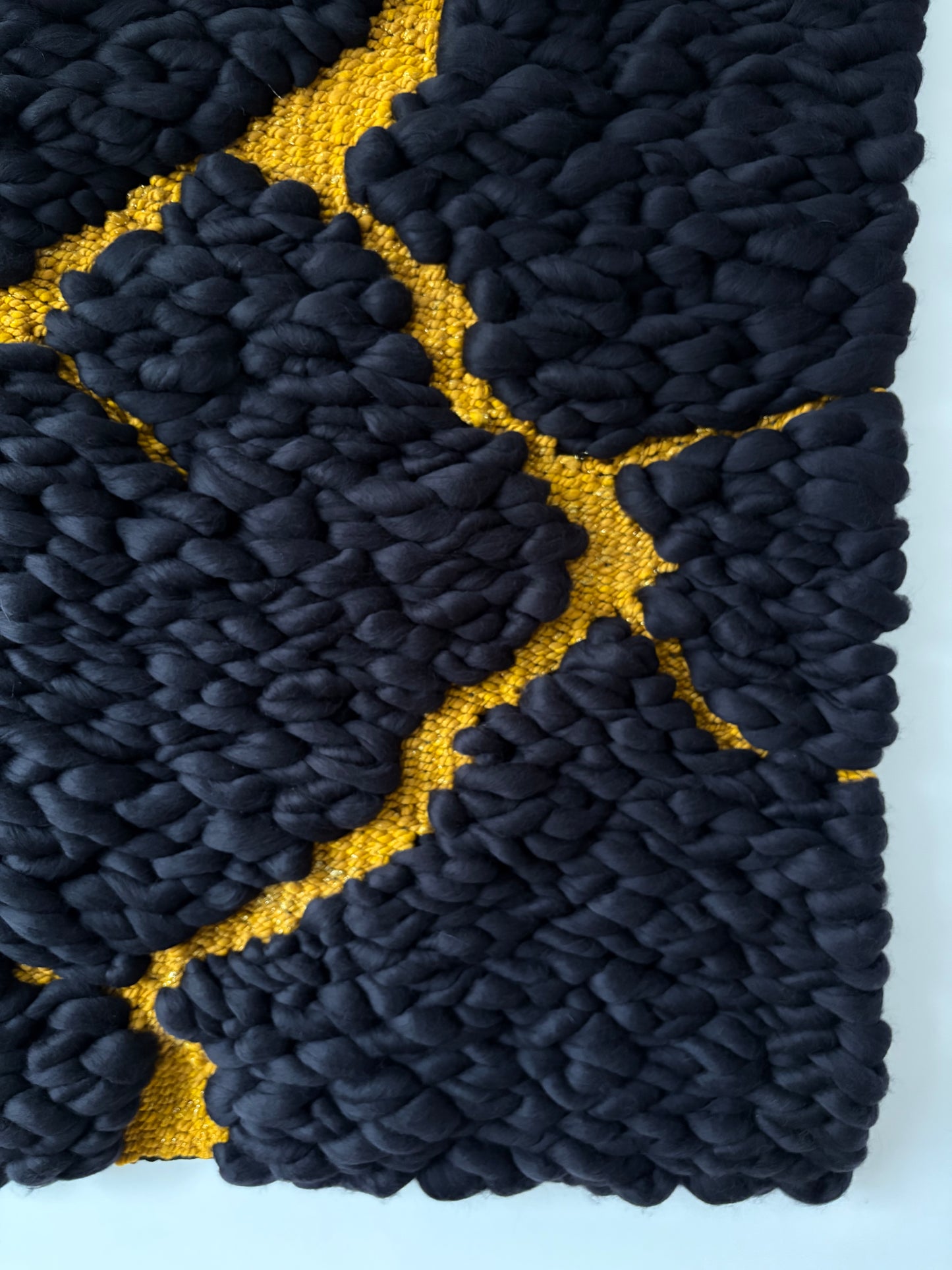 Woven Wall Tapestry "Black Kintsugi"